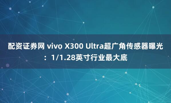 配资证券网 vivo X300 Ultra超广角传感器曝光：1/1.28英寸行业最大底